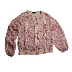 White House Black Market Blouse Women's XL Moroccan Floral Gold Sparkle NEW $89